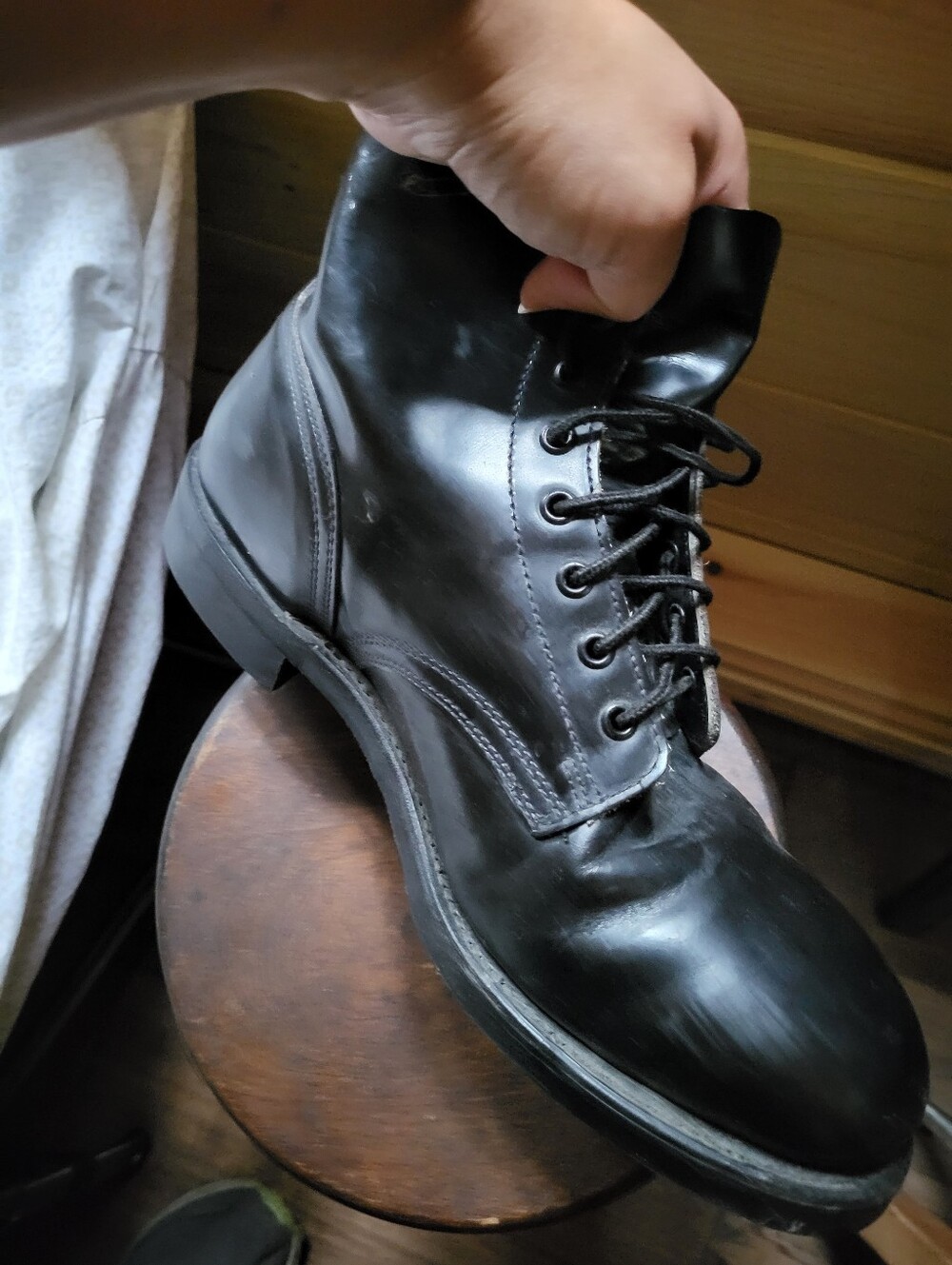 Men's Black Leather Lace-Up Working Boot
